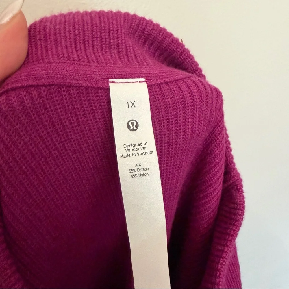 Lululemon‎ Cotton-Blend Mock-Neck Sweater Heathered Wild Berry